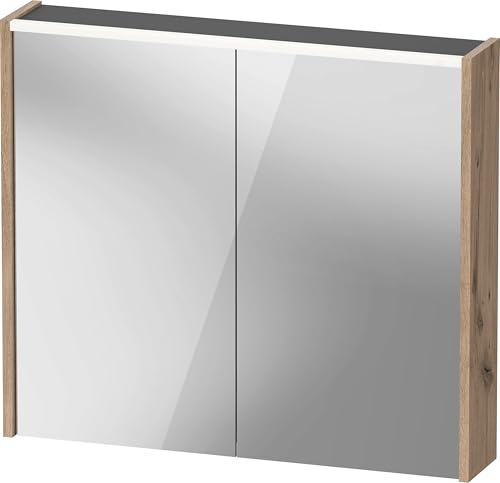 Duravit D-Code Spiegelschrank, Steckdose Typ J (CH, LI), 2 Türen, LED-Lichtfeld Oben, 800x700mm, 6 W, DC7106055552000, Farbe: Eiche marmoriert Matt von Duravit