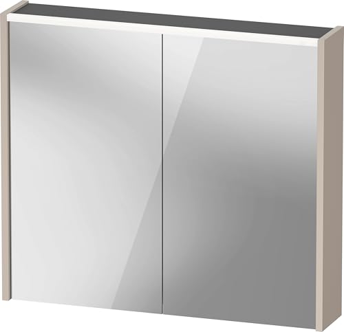 Duravit D-Code Spiegelschrank, Steckdose Typ J (CH, LI), 2 Türen, LED-Lichtfeld Oben, 800x700mm, 6 W, DC7106091912000, Farbe: Taupe matt von Duravit