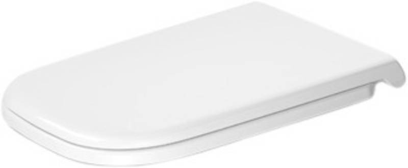 Duravit D-Code WC-Sitz, abnehmbar, mit Absenkautomatik, Pinbefestigung, 490x361mm, verlängert, Weiß Hochglanz, Edelstahl Scharniere, 0060390000 von Duravit