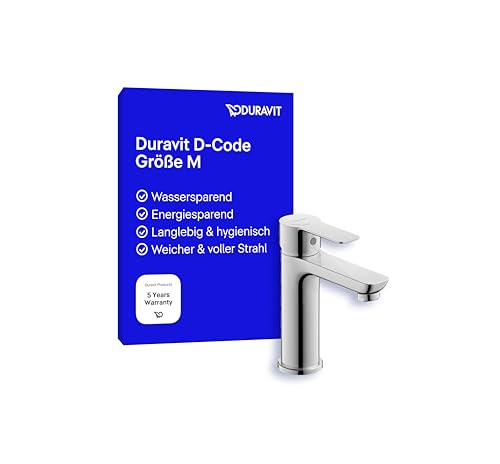 Duravit D-Code Waschtischarmatur, Größe M (Auslauf Höhe 167 mm), energiesparende Waschbecken Armatur (FreshStart), wassersparender Wasserhahn Bad (MinusFlow), Chrom von Duravit
