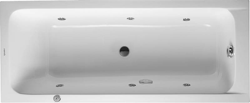 Duravit D-Code Whirlwanne, 1700x700mm, 1 Rückenschräge, Jet Project, Rechteckig, Ablauf Mitte, Weiß Glänzend, 760097000JP1000 von Duravit