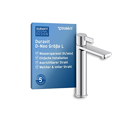 Duravit D-Neo Waschtischarmatur, Größe L (Auslauf Höhe 206 mm). Wasserhahn Bad in Chrom von Duravit