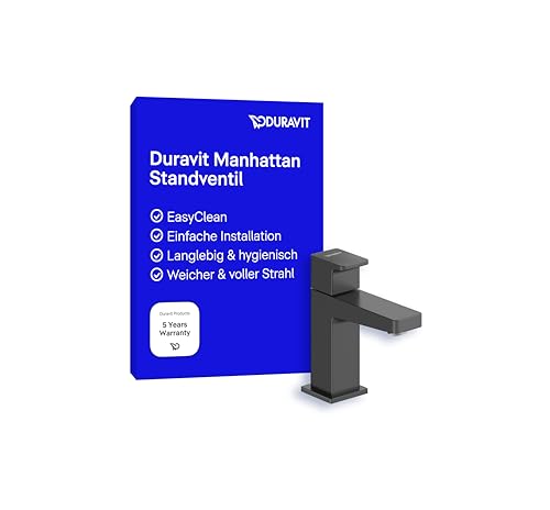 Duravit Manhattan Standventil (Auslauf Höhe 76 mm), Kaltwasser Waschtischarmatur, Kaltwasserhahn Bad, Kaltwasserarmatur, Schwarz Matt von Duravit