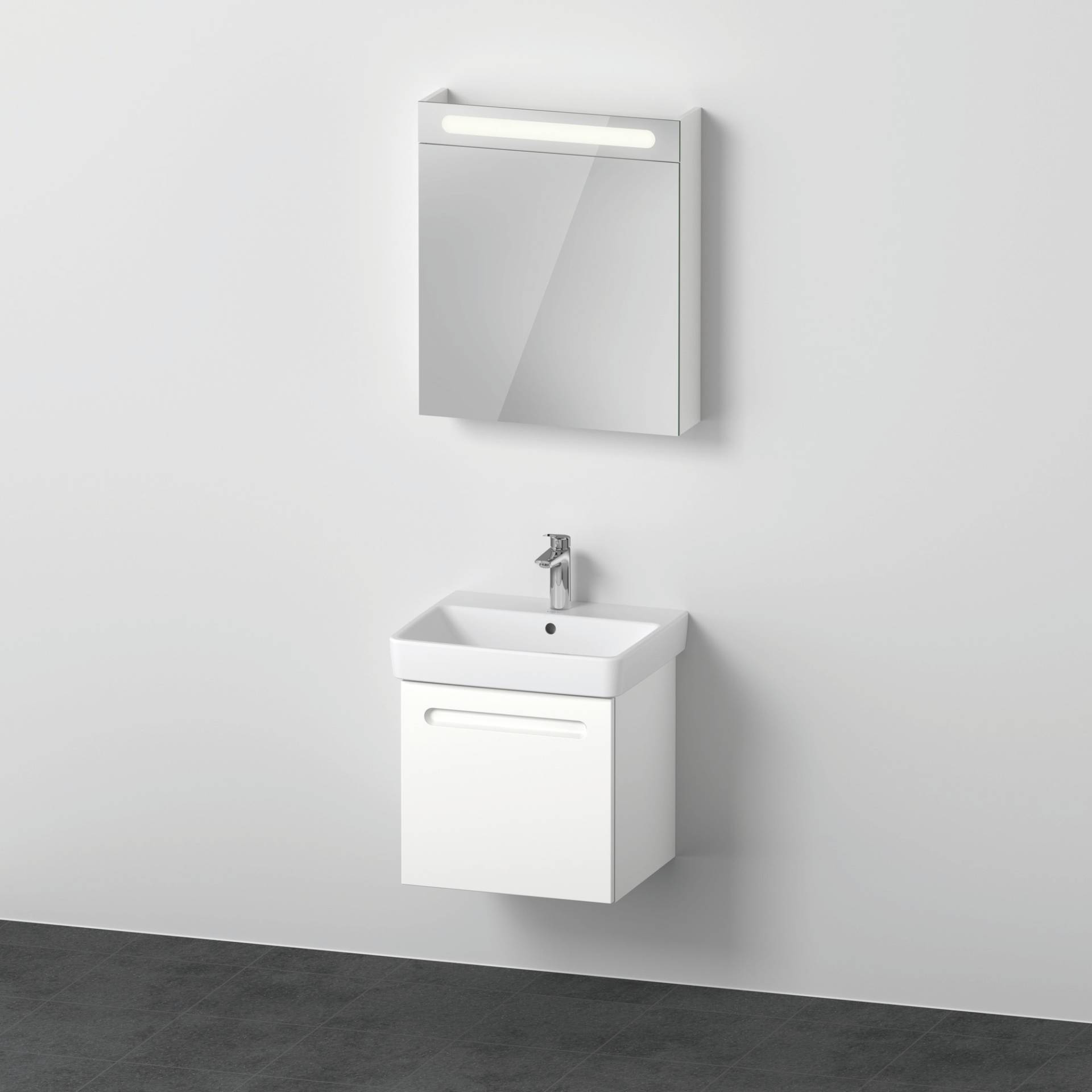 Duravit No.1 Möbelset 550, inkl. Waschtisch, Waschtischunterbau, Spiegelschrank mit Anschlag links, Innenschubkasten, Siphonausschnitt, N10163L18180000 Duravit No.1 Möbelset 550, inkl. Waschtisch, Waschtischunterbau, Spiegelschrank mit Anschlag links, Innenschubkasten, Siphonausschnitt, N10163L18180000 von Duravit
