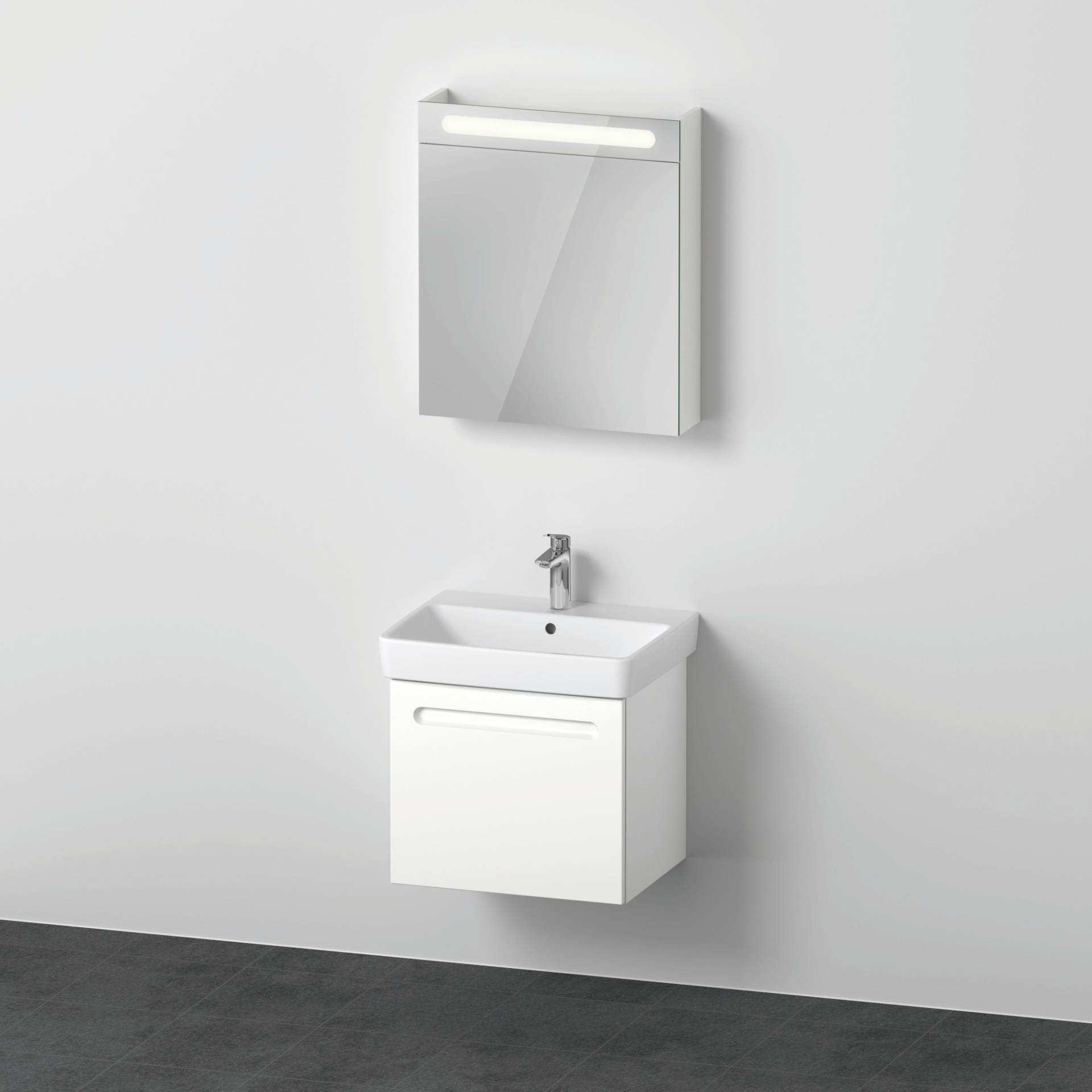 Duravit No.1 Möbelset 600, inkl. Waschtisch 600, Waschtischunterbau, Spiegelschrank mit Anschlag links, Innenschubkasten, Siphonausschnitt, N10165L18180000 Duravit No.1 Möbelset 600, inkl. Waschtisch 600, Waschtischunterbau, Spiegelschrank mit Anschlag links, Innenschubkasten, Siphonausschnitt, N10165L18180000 von Duravit