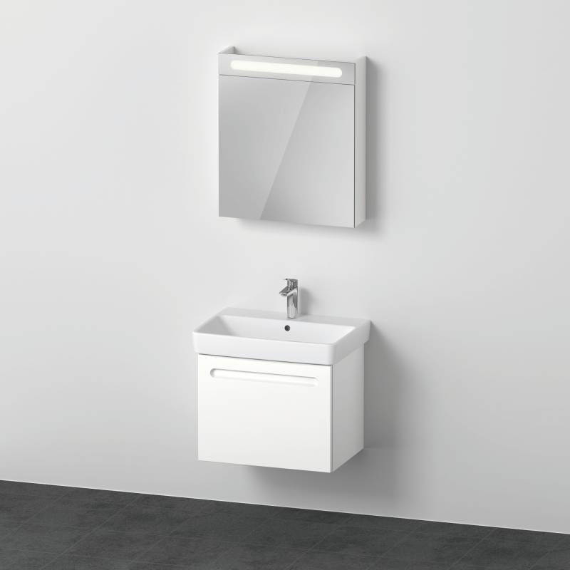 Duravit No.1 Möbelset 650, inklusive Waschtisch, Waschtischunterbau, Spiegelschrank mit Anschlag rechts, Innenschubkasten, Siphonausschnitt, N10167R18180000 von Duravit
