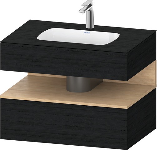 Duravit Qatego Einbauwaschtisch mit Konsolenwaschtischunterbau Natur Eiche & Eiche Schwarz Matt 800x QA4785030160010 von Duravit