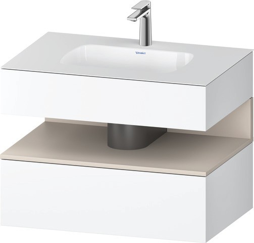 Duravit Qatego Einbauwaschtisch mit Konsolenwaschtischunterbau Taupe & Weiß Matt 800x550x600 mm - QA QA4785091180000 von Duravit