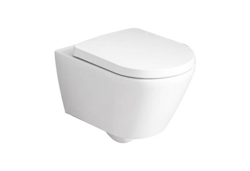 Duravit Tiefspül-WC Mino, Toilette wandhängend mit WC-Sitz, Abgang - waagerecht, inkl. WC-Deckel mit Absenkautomatik und Take-Off Funktion / verdeckte Befestigung, Wand-WC / Hänge-WC / Weiß Glänzend / spülrandlos von Duravit