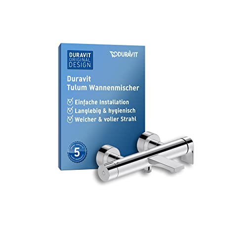 Duravit Tulum Wannenarmatur Aufputz für 2 Verbraucher mit Umstellventil, Einhebel-Wannenmischer mit Keramikmischsystem, Chrom von Duravit