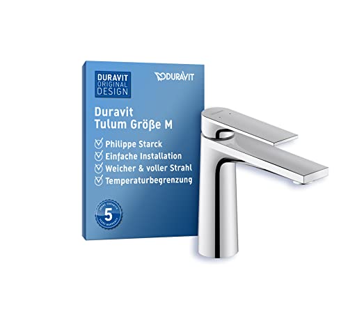 Duravit Tulum Waschtischarmatur, Größe M (Auslauf Höhe 122 mm), Wasserhahn Bad, Waschbecken Armatur, Chrom von Duravit