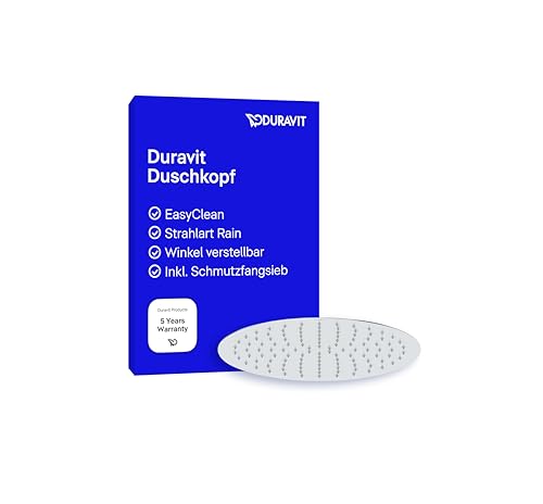 Duravit Universal Duschkopf aus Edelstahl, Duschbrause mit Strahlart Rain, Duscharmatur rund (Ø 400 mm), Kopfbrause im Winkel verstellbar, Regendusche, Chrom von Duravit