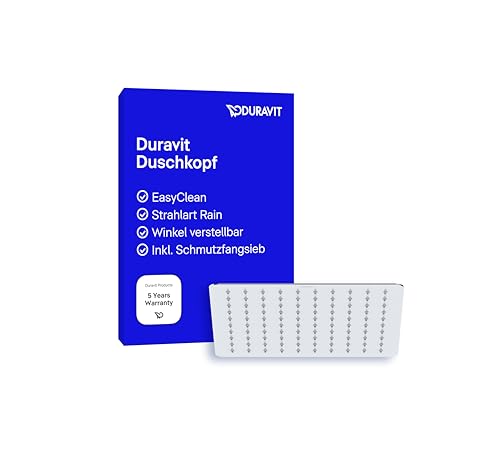 Duravit UV0660031010 Universal Duschkopf aus Edelstahl, Duschbrause mit Strahlart Rain, Duscharmatur eckig (300 mm), Kopfbrause im Winkel verstellbar, Regendusche, Chrom von Duravit