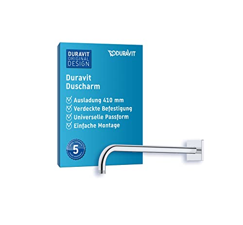 Duravit Universal Duscharm, Duscharmatur Wandbefestigung, Brausearm 410 mm, Duschbrause, Rosette eckig, Chrom von Duravit