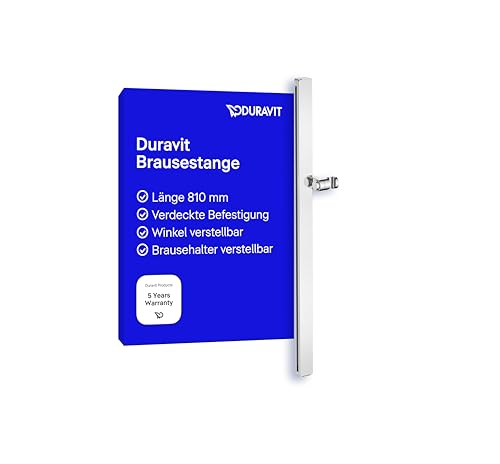 Duravit Universal Duschstange, Brausestange mit höhenverstellbarer Handbrausehalterung, variable Duschstange (810 mm), Chrom von Duravit