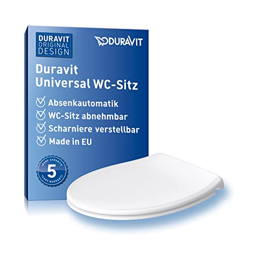 Duravit Universal Toilettendeckel mit Absenkautomatik, WC Sitz Quick Release für einfache Montage, Klobrille in ovaler Form, Klodeckel made in EU, Urea-Duroplast, Edelstahlscharniere, Weiß von Duravit