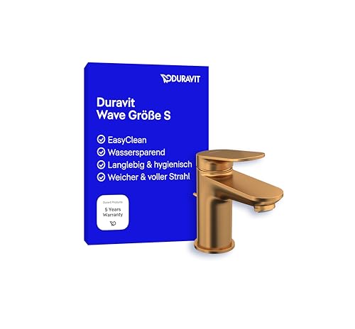 Duravit Wave Waschtischarmatur, Größe S (Auslauf Höhe 77 mm), Wasserhahn Bad mit Zugstangen-Ablaufgarnitur, Armatur Waschbecken, Bronze Gebürstet von Duravit