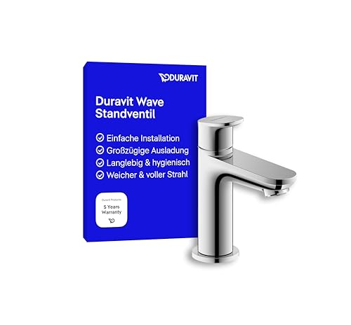 Duravit Wave Standventil (Auslauf Höhe 77 mm), Kaltwasser Waschtischmischer, Kaltwasserhahn Bad, Kaltwasserarmatur, Chrom von Duravit