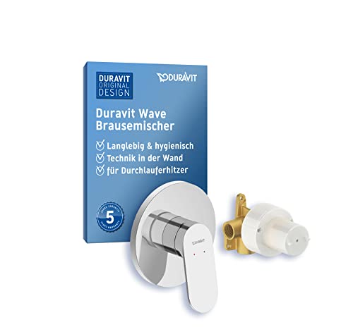 Duravit Wave Duscharmatur Set für 1 Verbraucher, inkl. Fertigmontageset mit Unterputz-Grundkörper, Einhebel-Brausemischer mit Keramikmischsystem, Chrom von Duravit