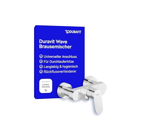 Duravit Wave Duscharmatur Aufputz für 1 Verbraucher, Badewannenarmatur mit Rückflussverhinderer, Einhebel-Brausemischer mit Keramikmischsystem, Chrom von Duravit