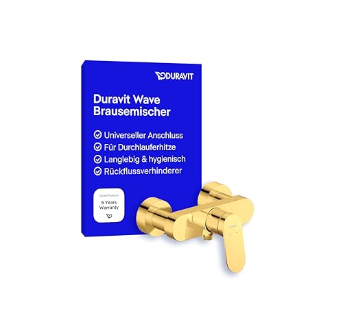 Duravit Wave Duscharmatur Aufputz für 1 Verbraucher, Badewannenarmatur mit Rückflussverhinderer, Einhebel-Brausemischer mit Keramikmischsystem, Gold Poliert von Duravit