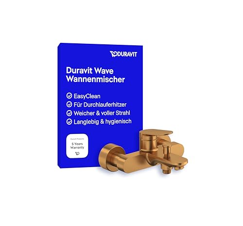 Duravit Wave Wannenarmatur Aufputz für 2 Verbraucher, Einhebel-Wannenmischer mit Keramikmischsystem und Rückflussverhinderer, Bronze Gebürstet von Duravit