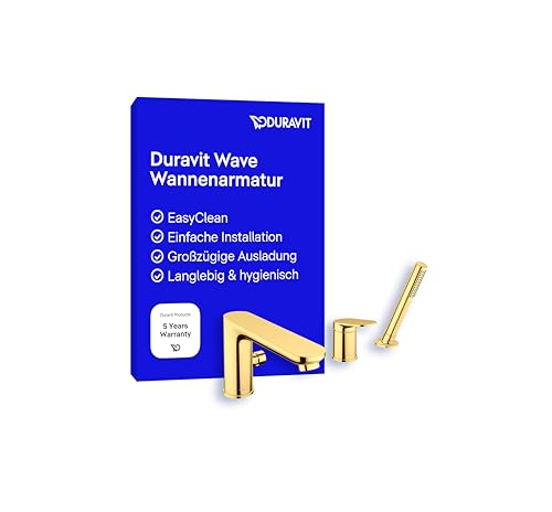 Duravit Wave 3-Loch Wannenarmatur, Einhebel-Wannenmischer mit Keramikmischsystem, Badewannenarmatur, Gold Poliert von Duravit