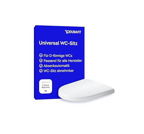 Duravit WC-Sitz Univavo, WC-Sitz D-shaped Compact, Klobrille mit doppelter Absenkautomatik, Toilettendeckel Quick Release für einfache Montage, Klodeckel made in EU, Urea-Duroplast, Edelstahlscharniere, Weiß von Duravit
