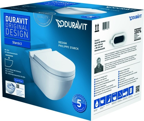 Duravit Starck 3 WC-Set wandhängend 370x540x425 mm - 45270900A1 45270900A1 von Duravit