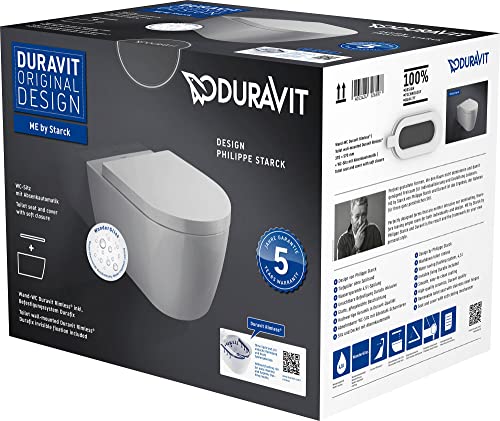 Duravit Wand-WC Set ME by Starck ohne Spülrand, Weiß Tiefspüler, und Sitz Absenk, 45290900A11 von Duravit