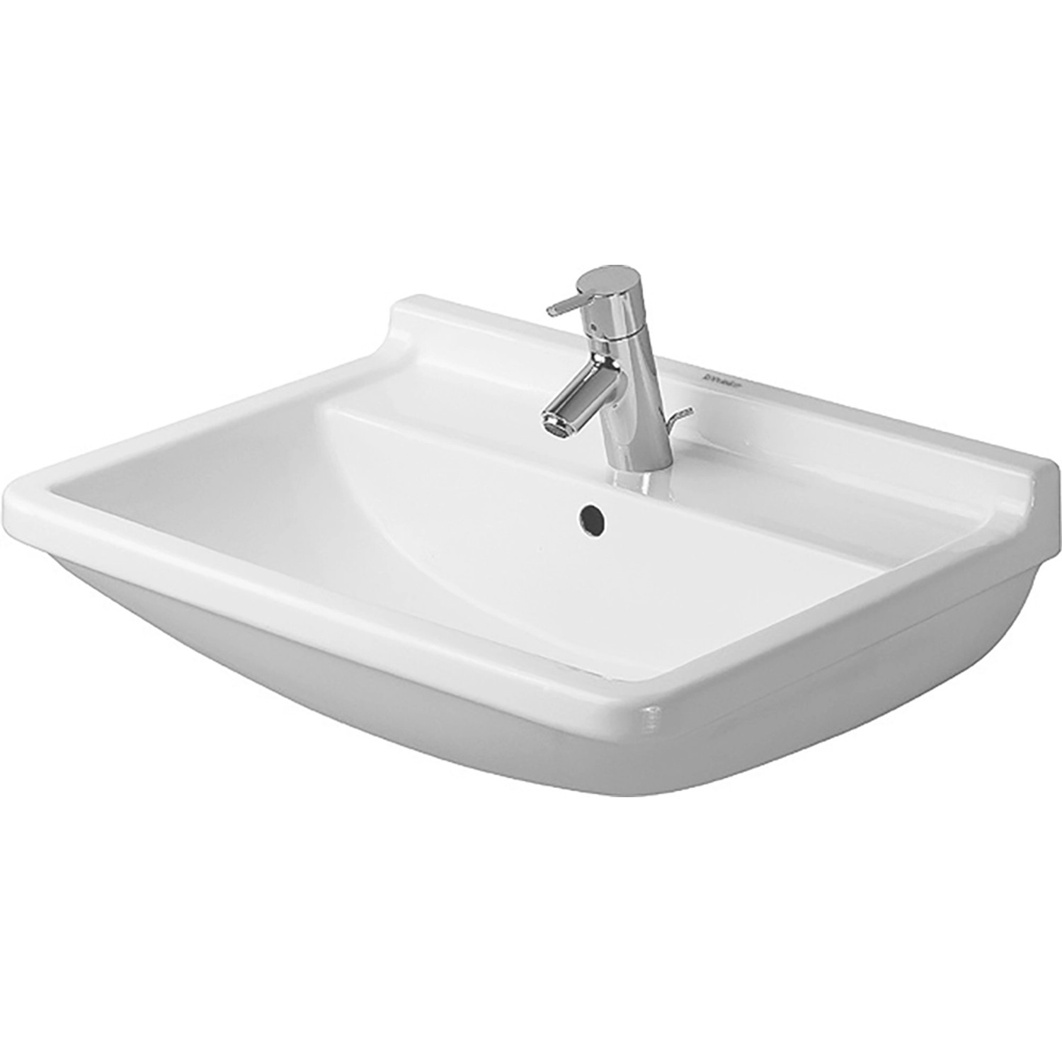 Duravit Waschtisch Starck 3 65 cm Weiß mit Überlauf und 1 Hahnloch von DURAVIT