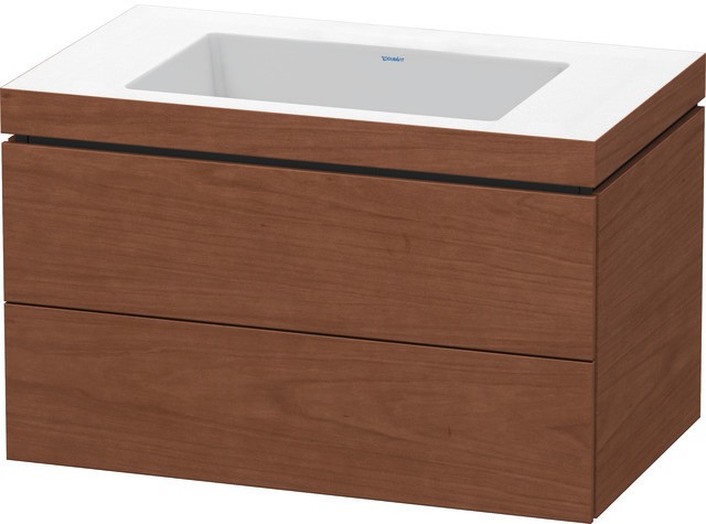 Duravit L-Cube c-bonded Set wandhängend Amerikanischer Nussbaum Matt 800x480x500 mm - LC6927N1313 LC6927N1313 von Duravit