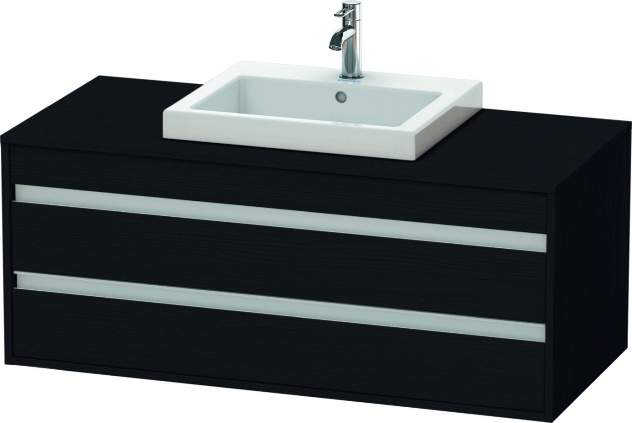 Duravit Ketho Konsolenwaschtischunterbau wandhängend Eiche Schwarz Matt 1200x550x496 mm - KT67560161 KT675601616 von Duravit