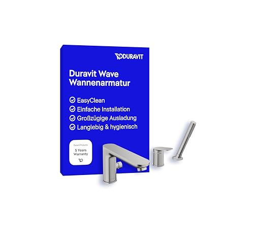 Duravit Wave 3-Loch Wannenarmatur, Einhebel-Wannenmischer mit Keramikmischsystem, Badewannenarmatur, Edelstahl Gebürstet von Duravit