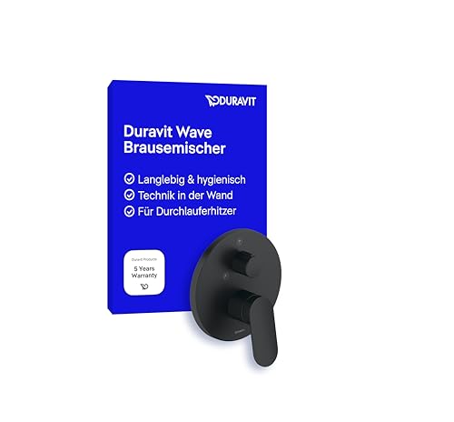 Duravit Wave Duscharmatur Unterputz für 2 Verbraucher mit Umstellventil, Einhebel-Brausemischer mit Keramikmischsystem, Schwarz Matt von Duravit