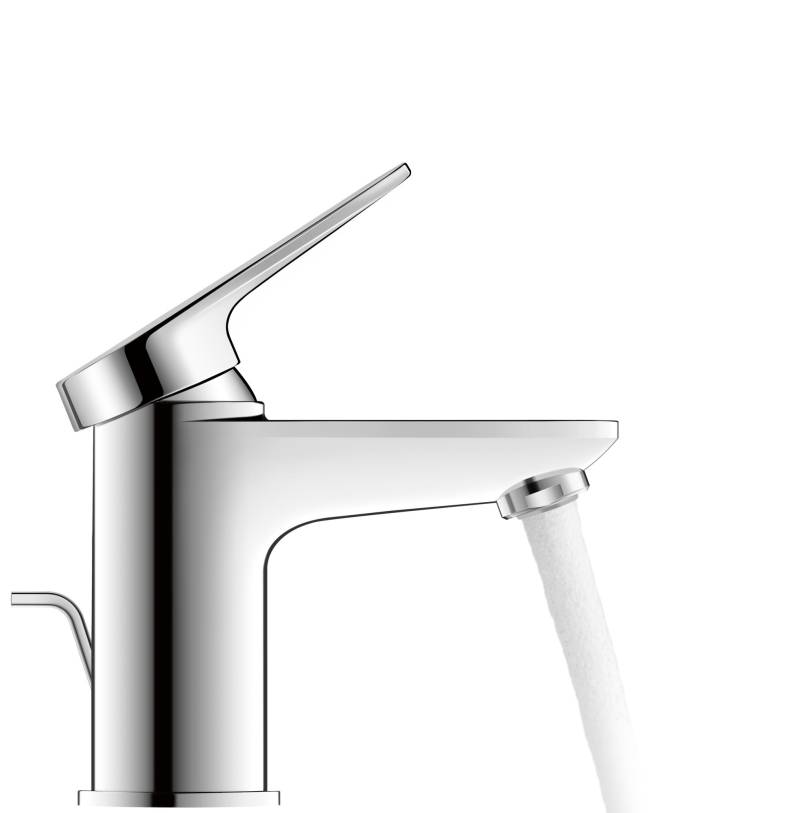 Duravit Wave Einhebel-Waschtischmischer S Minusflow, mit Ablaufgarnitur, Ausladung 95 mm, Chrom Hochglanz, WA1012001010 von Duravit