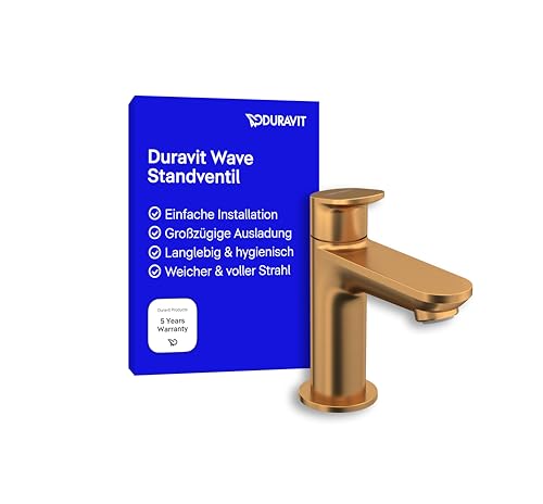 Duravit Wave Standventil (Auslauf Höhe 77 mm), Kaltwasser Waschtischmischer, Kaltwasserhahn Bad, Kaltwasserarmatur, Bronze Gebürstet von Duravit