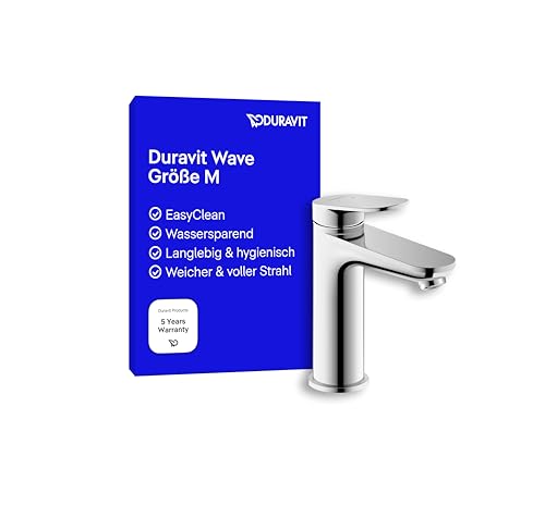 Duravit Wave Waschtischarmatur, Größe M (Auslauf Höhe 111 mm), Wasserhahn Bad, Armatur Waschbecken, Chrom von Duravit