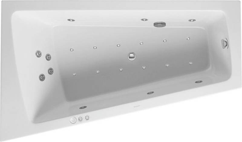 Duravit Paiova Whirlpool, 1 Rückenschräge links, angeformte Acrylverkleidung, Gestell, Ab- und Überlaufgarnitur chrom, Combi-System P, 1700x1000mm, 760264000CP1000 von Duravit