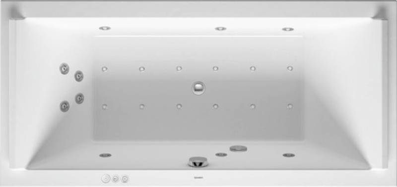 Duravit Starck Whirlpool, Einbauversion, 2 Rückenschrägen, Gestell, Ab- und Überlaufgarnitur chrom, Combi-System P, 1800x800mm, 760338000CP1000 von Duravit