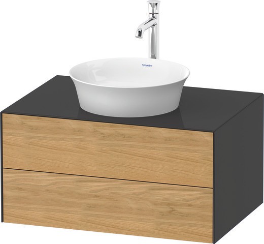 Duravit White Tulip Konsolenwaschtischunterbau wandhängend Natur Eiche & Graphit Matt & Hochglanz 80 WT49850H5H10I00 von Duravit