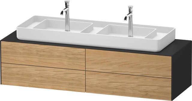 Duravit White Tulip Konsolenwaschtischunterbau wandhängend Natur Eiche & Graphit Matt & Seidenmatt 1 WT48690H5580F00 von Duravit