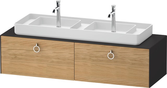 Duravit White Tulip Konsolenwaschtischunterbau wandhängend Natur Eiche & Graphit Matt & Seidenmatt 1 WT48920H5580010 von Duravit