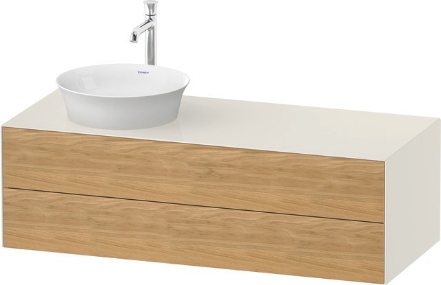 Duravit White Tulip Konsolenwaschtischunterbau wandhängend Natur Eiche & Nordic Weiß Matt & Hochglan WT4987LH5H40E10 von Duravit