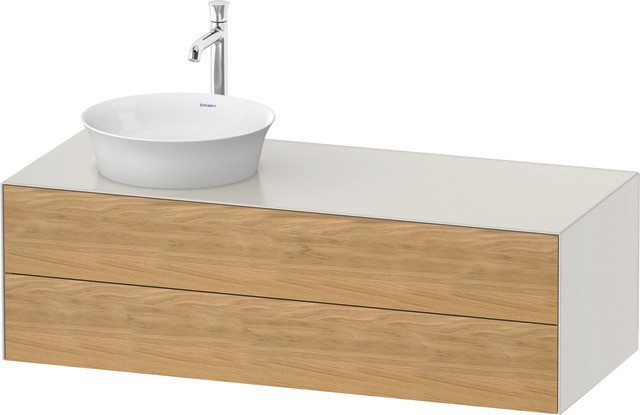 Duravit White Tulip Konsolenwaschtischunterbau wandhängend Natur Eiche & Nordic Weiß Matt & Seidenma WT4987LH5390I10 von Duravit