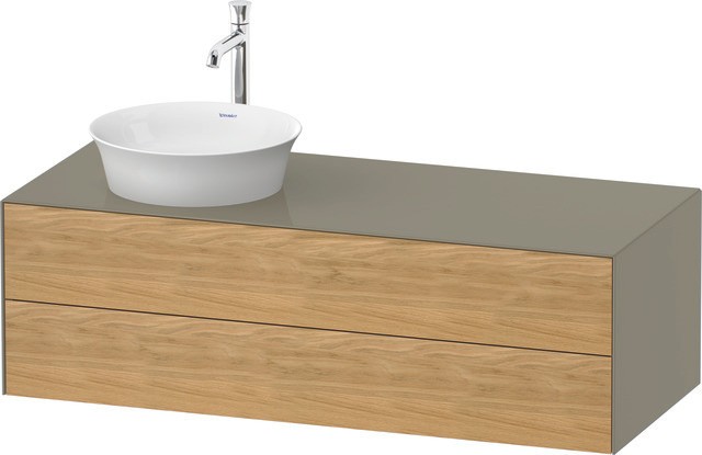 Duravit White Tulip Konsolenwaschtischunterbau wandhängend Natur Eiche & Stein Grau Matt & Hochglanz WT4987LH5H20E10 von Duravit