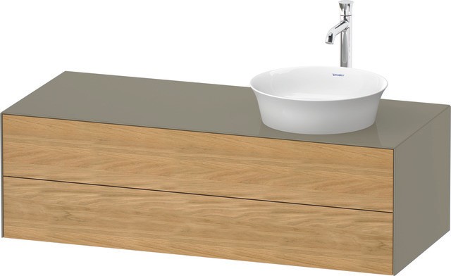 Duravit White Tulip Konsolenwaschtischunterbau wandhängend Natur Eiche & Stein Grau Matt & Hochglanz WT4987RH5H20E10 von Duravit