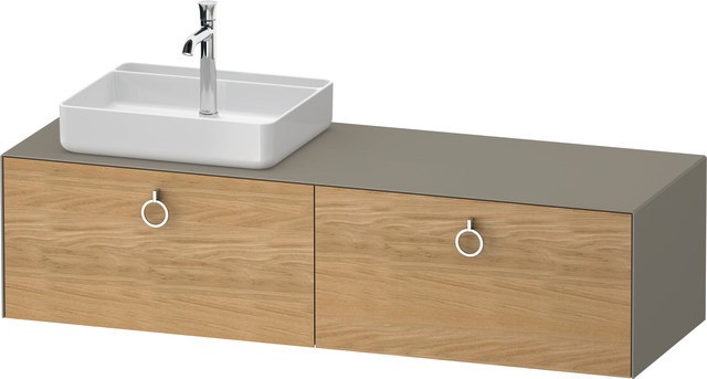 Duravit White Tulip Konsolenwaschtischunterbau wandhängend Natur Eiche & Stein Grau Matt & Seidenmat WT4890LH5920010 von Duravit