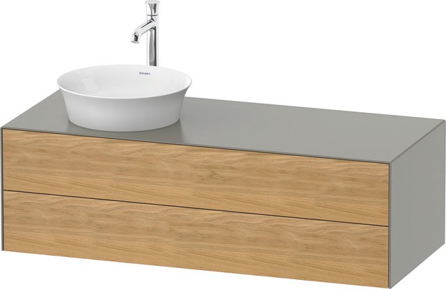 Duravit White Tulip Konsolenwaschtischunterbau wandhängend Natur Eiche & Stein Grau Matt & Seidenmat WT4987LH5920E10 von Duravit