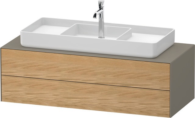 Duravit White Tulip Konsolenwaschtischunterbau wandhängend Natur Eiche & Stein Grau Matt & Seidenmat WT4987MH5920E10 von Duravit